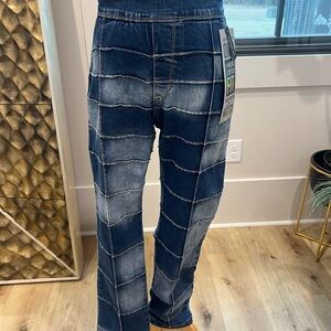 Coco + Carmen Dark and Light Blue Relaxed Jeans